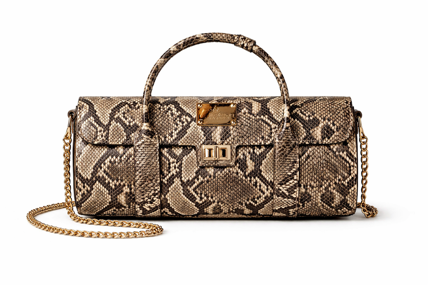 Brown Multi Python Wine Clutch