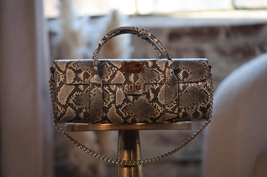 Black Multi Python Wine Clutch